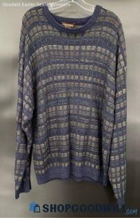 Cambridge Classics Men's Blue/Green LS Acrylic sweater - Sz XL