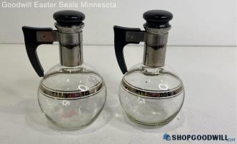 Vintage 2pc Striped Glass Carafe W/ Stopper