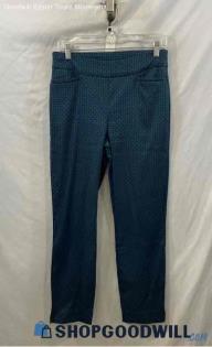 Chico's Women's Blue/Black Diamond Pattern Rayon Pants - Sz S