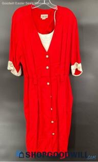 D.R. II Women's VTG (1980's) Acetate Red dress - Sz 18w