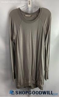 Athleta Women's Taupe Lightweight Crewneck Tunic Long Sleeve Shirt- Sz S