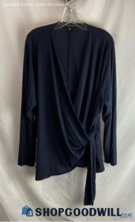 Lane Bryant Women's Midnight Blue Long Sleeve Wrap Blouse - Sz 26/28