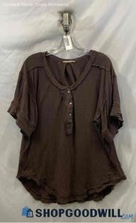 We The Free Women's Brown Short Sleeve Shirt - Sz L