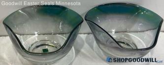 Vintage Green And Clear Glass Bowls