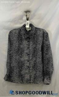 Northern Reflections Women's Black/Gray Cheetah Print Button-Up Blazer - Sz S