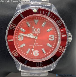 Men's ICE Red Dial Clear Plastic Band Watch