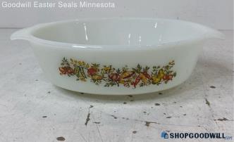 Anchor Hocking Vegetable Harvest Pattern Oval Dish