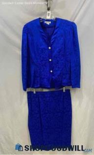 Dayton's Women's Blue 2pcs Floral Print Skirt And Blazer - Sz 10