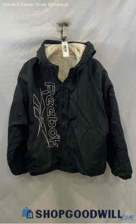 Reebok Men's Black/White Logo Printed Full Zip Jacket - Sz M