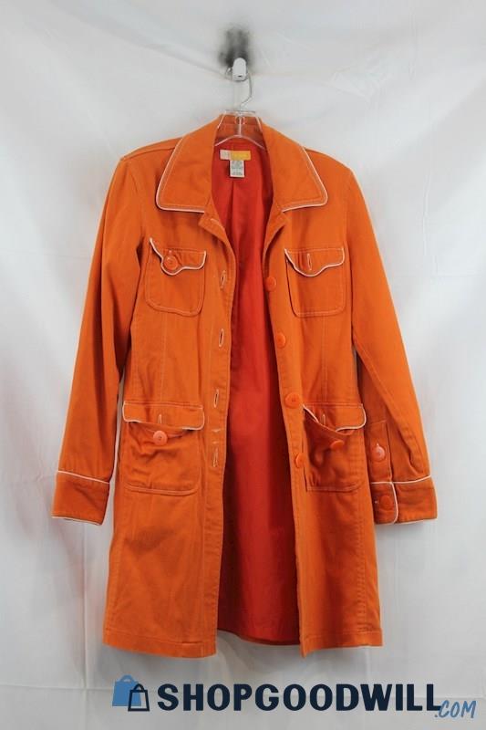 Tulle Womens Orange Overcoat Sz L
