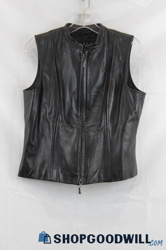 Siena Studio Women's Black Leather Vest SZ 10