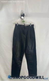 Piel Collection Women's Black Faux Leather Pintuck Ankle VTG Pants - Sz 10