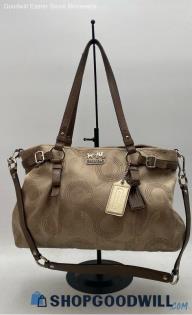 Coach Madison Dotted Op Art Signature Khaki/Brown Sateen Satchel Handbag/Purse