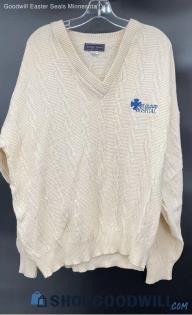 Andrew Rohan Men's Ivory V-Neck sweater w/St Cloud Hospital Embroidery - Sz 2XL