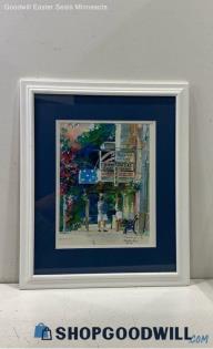 Charlotte Laxen Signed Framed Watercolor Print "Sojourner Cafe" Print 37/100