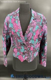 Sunny South Women's LWT Purple/Pink/Black floral blazer