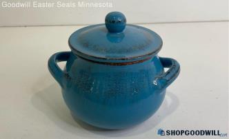 Blue Italian Pottery 5" Lidded Bowl