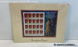 Matted But Unframed Humphrey Bogart Sheet of Stamps Appears to have Water Damage