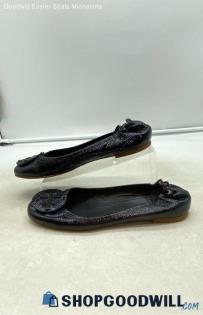 Tory Burch Women's Reva Black Leather Ballet Flats Sz 9