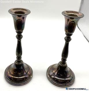 Vintage Unnamed Silver Plated Candlesticks (2)