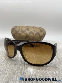 Coach Devyn Wrap Brown Tortoise Prescription Plastic Sunglasses