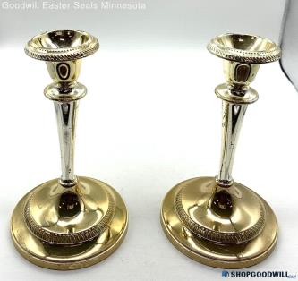 Gold Plated Unnamed Candlesticks (2)