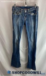 True Religion Women's Weathered Blue Low-Rise Bootcut Jeans - Sz 28