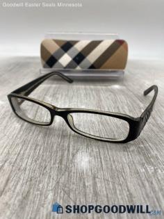 Burberry Rectangle Flex Hinge Black Prescription Plastic Eyeglasses