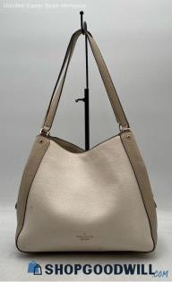 Kate Spade Leila Triple Compartment Beige/White Leather Shoulder Bag