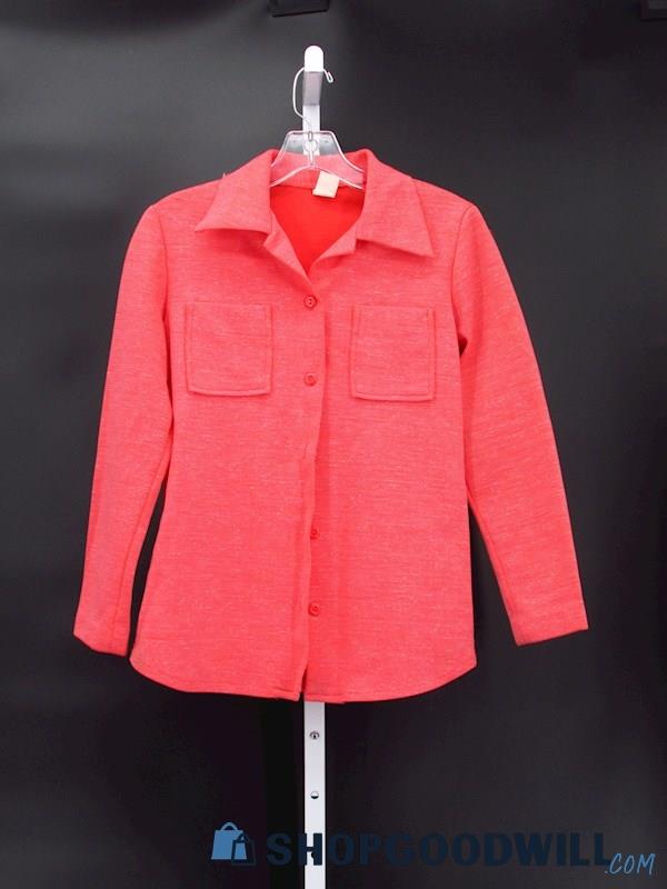 Vintage Women's 70's Style Heather Grapefruit Button Up Blouse Size M