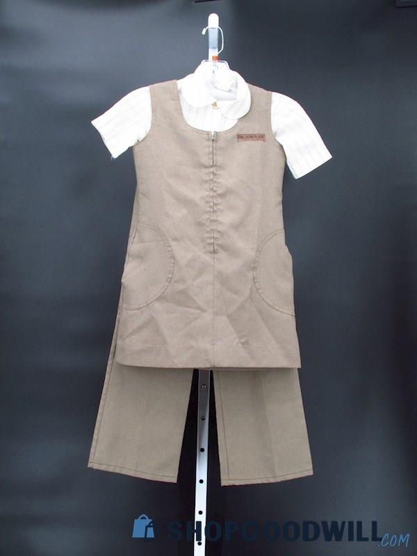 Vintage Girl Scouts Uniform Shirt Dress and Pants Size Youth 8