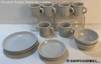 12pc Trend Pacific Galaxy Stoneware Dinner Set W/ Plates, Saucers, Bowls, & Cups