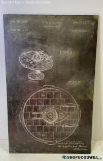 PW Lindberg Patent Print Metal Wall Decor Toy Space Ship Filed Feb 4 1954 14x22"