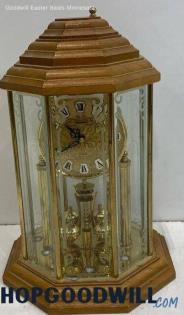 Quartz Benchmark 8 Sided Octagon Anniversary Clock Beveled Glass Etched Panels