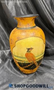 Bird Design Tall Glass Vase