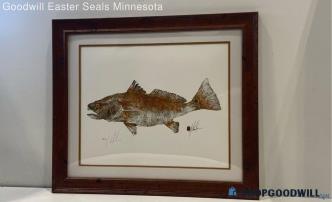 Palm Key Red Gyotaku Fish Rubbing Framed Giclee Prnt 5/200 Sign Allan J Weinbaum