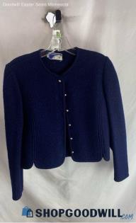 The Eagle's Eye Women's Navy Blue Button Up Wool VTG Cardigan - Sz 12