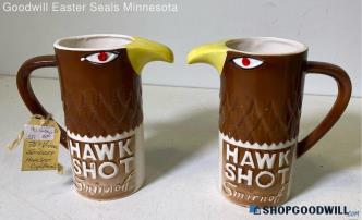 2 Pc. Vintage Ceramic Smirnoff Hawk Shot W Recipe On Bottom