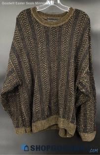 Croft & Barrow Men's Black & Tan LS pull over sweater - Sz XXL