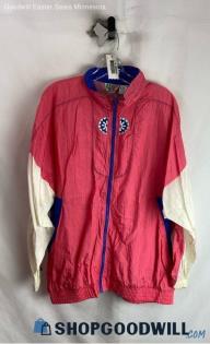 Bold Spirits Women's VTG Pink/Blue Lightweight Windbreaker Jacket - Sz XL