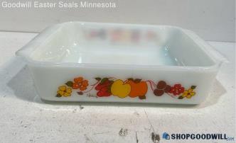 Vintage Hildi Designer Anchor Hocking Casserole Dish Glass Square Ovenware