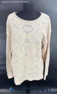 Capezio Women's Cotton Blend LS Ivory sweater - Sz M