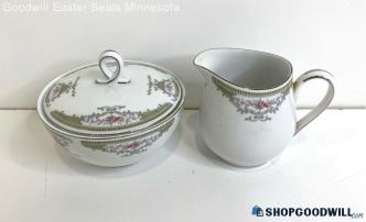 Mikasa Fine China Lady Anne 5685 Covered Sugar Bowl + Creamer