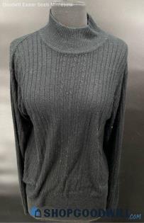 Crystal-Kobe Women's Simple Black LS turtle neck sweater - Sz M