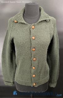 Women's Hand-made Dark army green Cardigan sweater