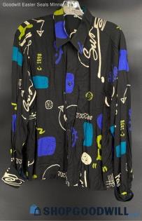 Mondo Marco Men's black Pattern LS shirt - Sz M