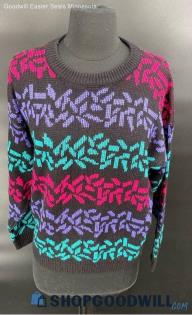 Women's Black & Multi-Color Acrylic LS sweater by Alicia