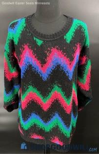 Classic Essentials Women's Stripe LS Black & Colorful LS sweater