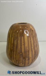 Handmade Pottery Brown Drip Design Deco Art 7" Vase