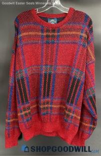 Jantzen Men's VTG Red Plaid LS sweater - Sz XL